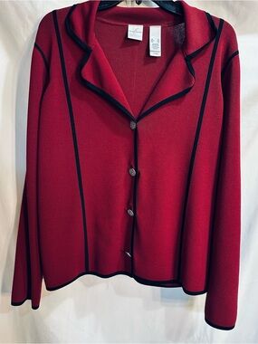 Emma James Burgundy Blazer with Black Piping